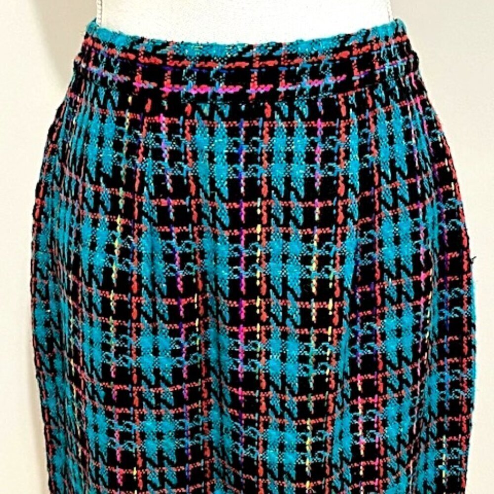Vintage Doncaster Silks 100% Silk Plaid Midi A-Line Skirt - Picture 2 of 6